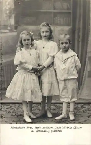 Ak Prinz Friedrich Günther zu Schwarzburg, Prinzessin Irene, Marie Antoinette, Kinderportrait