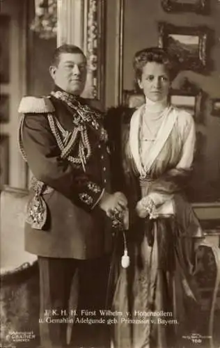Ak Fürst Wilhelm von Hohenzollern mit Prinzessin Adelgunde von Bayern