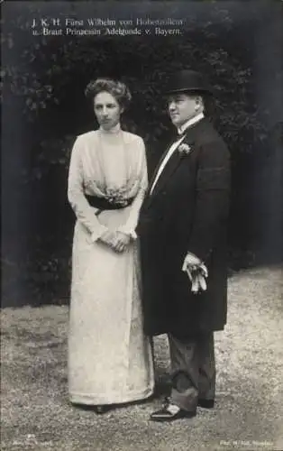 Ak Fürst Wilhelm von Hohenzollern mit Prinzessin Adelgunde von Bayern