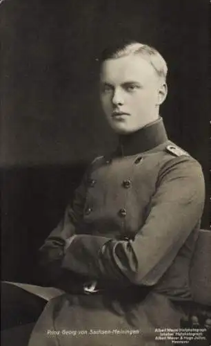 Ak Prinz Georg von Sachsen Meiningen, Portrait, Uniform