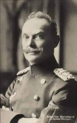 Ak Erbprinz Bernhard von Sachsen Meiningen, Portrait, Uniform