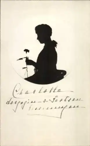 Scherenschnitt Ak Charlotte, Herzogin von Sachsen Meiningen, Prinzessin von Preußen