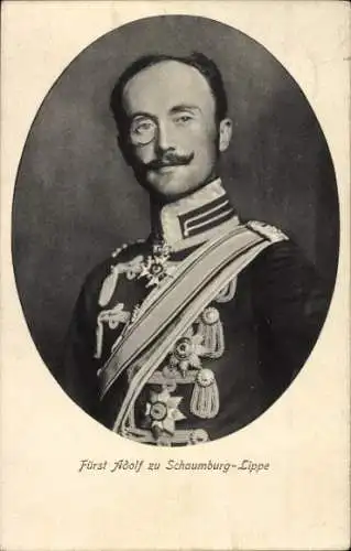 Ak Adolf, Fürst zu Schaumburg-Lippe, Portrait in Uniform, Monokel