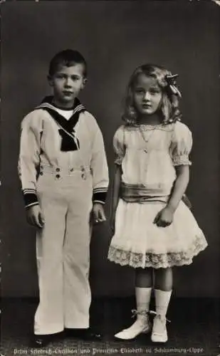 Ak Prinz Friedrich Christian und Prinzessin Elisabeth von Schaumburg-Lippe, Kinderportrait