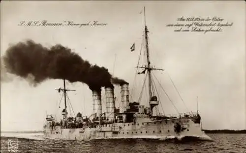 Ak Deutsches Kriegsschiff, SMS Bremen, Kleiner gesch. Kreuzer, Kaiserliche Marine