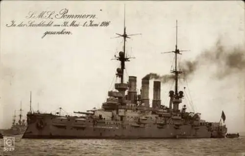 Ak Deutsches Kriegsschiff, SMS Pommern, Linienschiff, Kaiserliche Marine