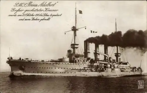 Ak Deutsches Kriegsschiff, SMS Prinz Adalbert, Großer geschützter Kreuzer, Gesunken am 23 Okt 1915