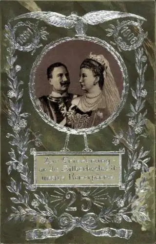 Ak Kaiser Wilhelm II., Kaiserin Auguste Viktoria, Silberhochzeit