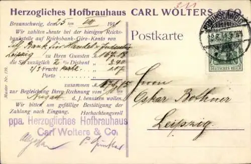 Ak Braunschweig in Niedersachsen, Herzogliches Hofbrauhaus Carl Wolters & Co.