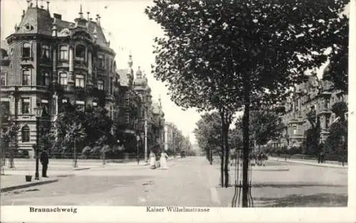 Ak Braunschweig in Niedersachsen, Kaiser Wilhelm Straße