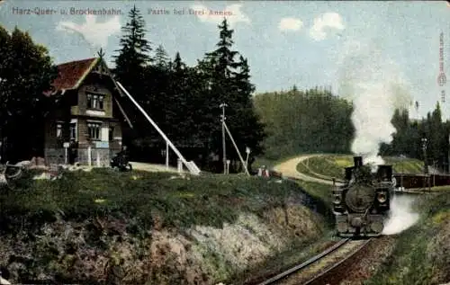 Ak Drei Annen Hohne Wernigerode im Harz, Brockenbahn