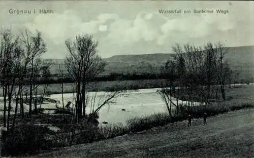 Mondschein Ak Gronau an der Leine Niedersachsen, Wasserfall am Bantelner Weg