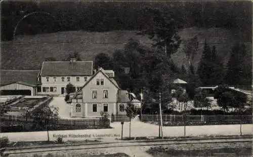 Ak Hüttschenthal Lautenthal Langelsheim im Oberharz, Kurhaus Hütschenthal, Bahnstrecke