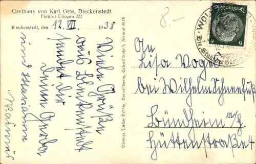 Ak Bleckenstedt Salzgitter, Gasthaus Karl Otte, Tankstelle, Hauptstraße, Molkerei, Kirche, Denkmal