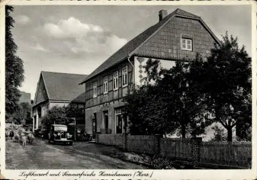 Ak Harriehausen Bad Gandersheim am Harz, Geschäftshaus, Tankstelle, Automobil, Schafe