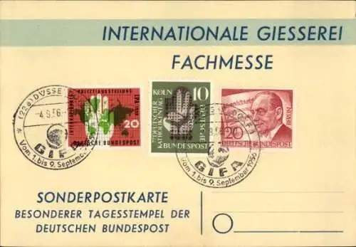 Ak Düsseldorf am Rhein, Internationale Gießerei Fachmesse GIFA 1956