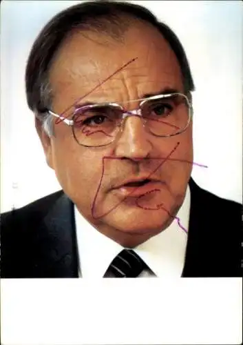 Ak Politiker Helmut Kohl, Ehemaliger Bundeskanzler, Porträt, Autogramm