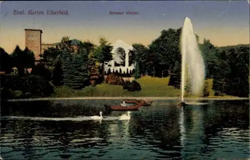 Ak Elberfeld Wuppertal, zoologischer Garten, großer Weiher