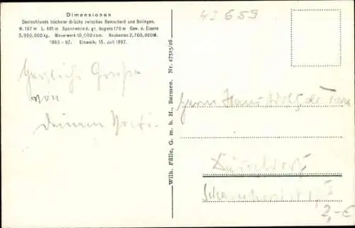 Ak Solingen im Bergischen Land, Müngstener Brücke, Kaiser Wilhelm Brücke