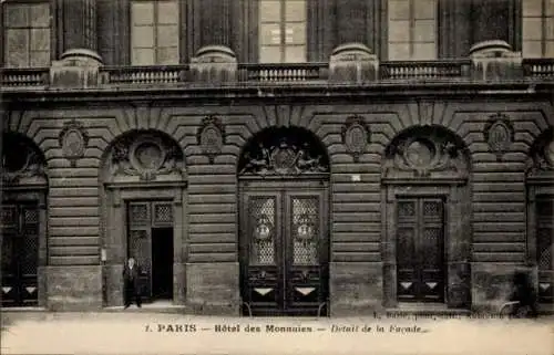 Ak Paris VI, Hotel des Monnaies, Detail der Fassade