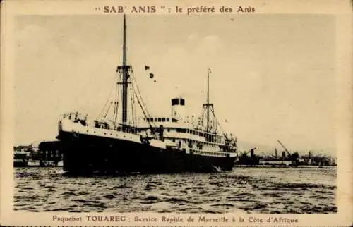 Ak Paquebot, Touareg, Schneller Service von Marseille nach Côte d'Afrique, Fraissinet