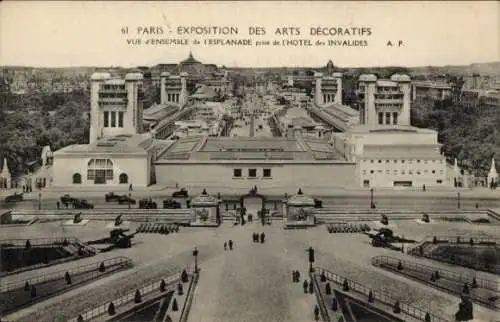 Ak Internationale Ausstellung für dekorative Kunst, Paris 1925, Esplanade, Hotel des Invalides