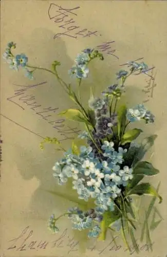 Künstler Litho Klein, C., Blumenstrauß, Vergissmeinnicht