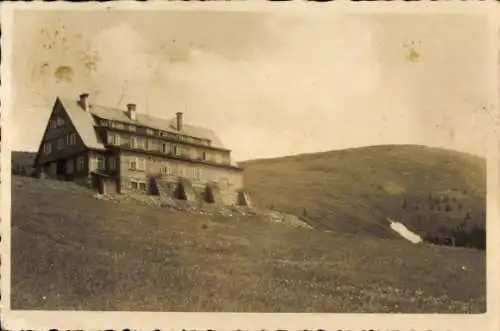 Foto Ak Riesengebirge, Hofbaude an der Kesselkoppe