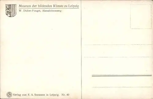 Künstler Ak Didier-Pouget, W., Abendstimmung, Teich, Wiese