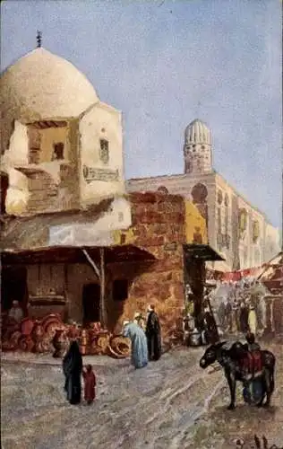 Künstler Ak Zullo, Maghreb, Markt, Marktstand