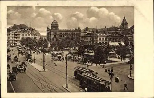 Ak Berlin Mitte, Alexanderplatz, Straßenbahnen