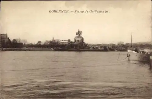 Ak Koblenz am Rhein, Coblence, Denkmal Kaiser Wilhelm I., Statue de Guillaume I.