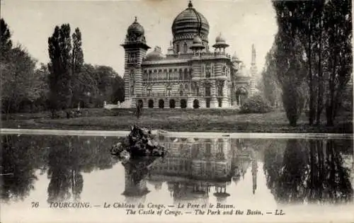 Ak Tourcoing Nord, Le Chateau du Congo, Le Parc, Le Bassin