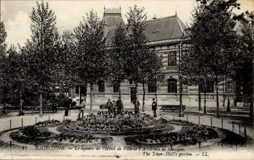 Ak Tourcoing Nord, Le Square de l'Hotel de Ville, Academie de Musique