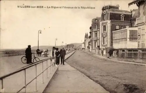 Ak Villers sur Mer Calvados, La Digue, Avenue de la Republique