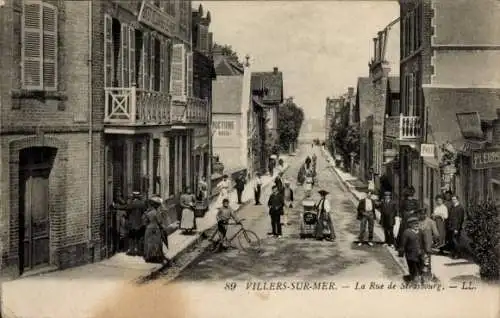 Ak Villers sur Mer Calvados, Rue de Strasbourg