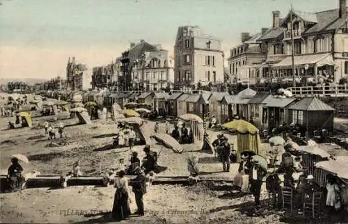 Ak Villers sur Mer Calvados, La Plage a l'Heure des Bains