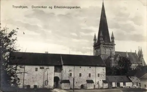 Ak Trondhjem Trondheim Norwegen, Domkirken og Erkebiskopgaarden