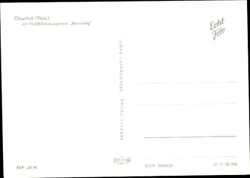 Ak Oberhof im Thüringer Wald, FDGB-Erholungsheim Rennsteig