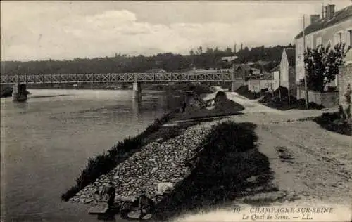 Ak Champagne sur Seine Seine et Marne, le Quai de Seine