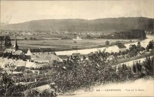 Ak Champagne sur Seine Seine et Marne, vue sur la Seine