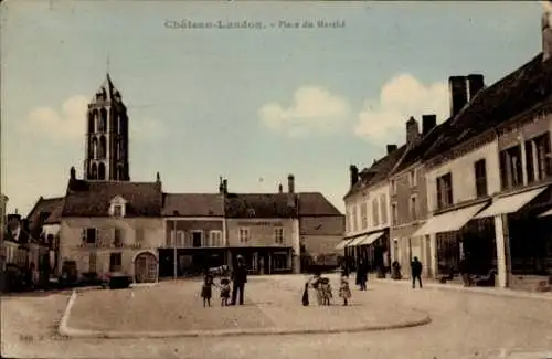 Ak Chateau Landon Seine et Marne, Marktplatz