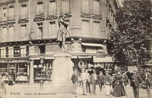 AK Paris Frankreich, Statue von Beaumarchais