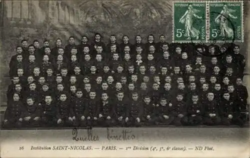 Ak Paris XII, Institution Saint Nicolas, 1. Division, Klassen 4-6, Gruppenfoto