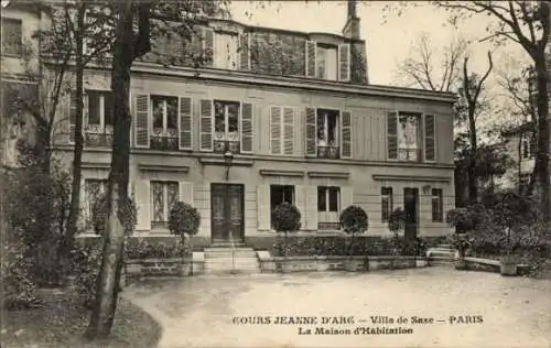 Ak Paris VIIe, Cours Jeanne d’Arc, Villa de Saxe, Wohnhaus