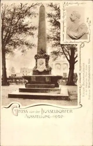 Ak Düsseldorf am Rhein, Düsseldorfer Ausstellung 1902, Kaiser Brunnenobelisk, Hofgarten Thor Allee