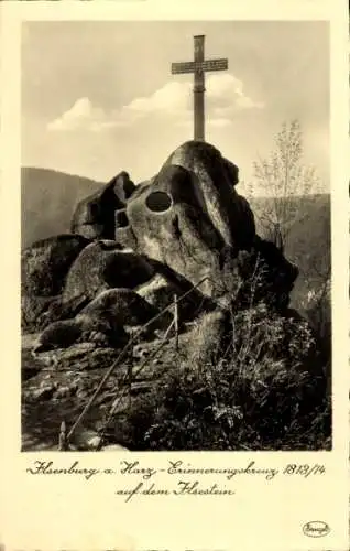 Ak Ilsenburg im Harz, Ilsestein, Erinnerungskreuz 1813/14