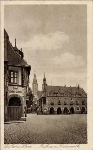 Ak Goslar am Harz, Rathaus, Kaiserworth, Hotel