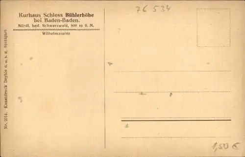 Ak Bühlerhöhe Bühl in Baden, Kurhaus Schloss Bühlerhöhe, Wilhelmsturm