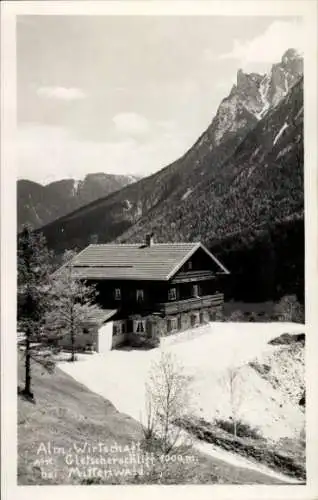 Ak Mittenwald in Oberbayern, Alm-Wirtschaft, Gletscherschliff